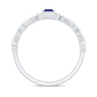 Certified Lab Blue Sapphire Diamond Promise Ring with Infinity Heart Shank AAAA - Rosec Jewels
