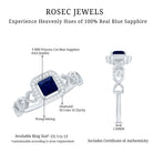 Natural Princess Cut Blue Sapphire Diamond Promise Ring with Infinity Heart Shank AAA - Rosec Jewels