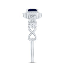 Natural Princess Cut Blue Sapphire Diamond Promise Ring with Infinity Heart Shank AAA - Rosec Jewels