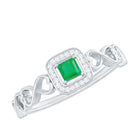 Rosec Jewels-Natural Princess Cut Emerald Diamond Promise Ring For Her