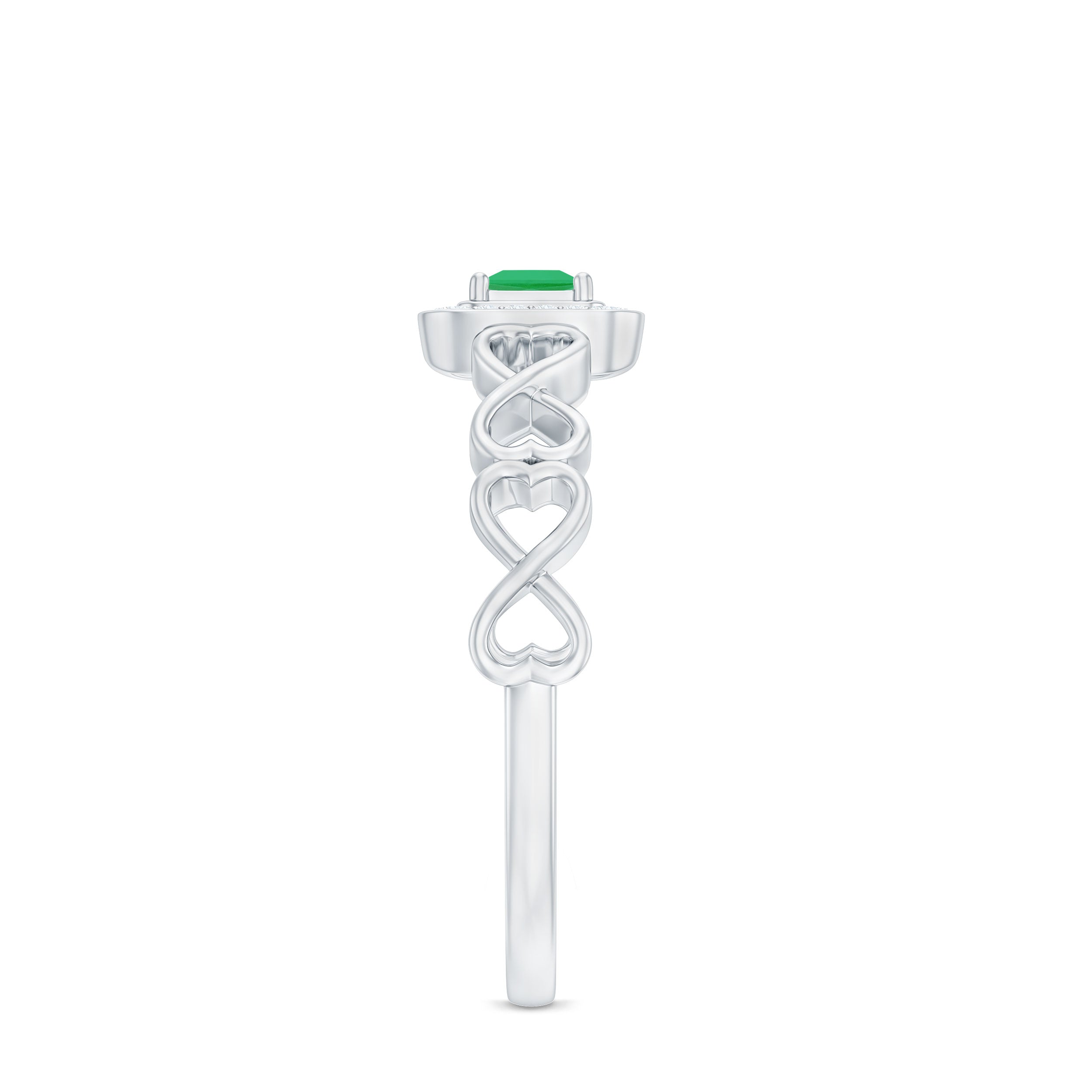 Rosec Jewels-Natural Princess Cut Emerald Diamond Promise Ring For Her