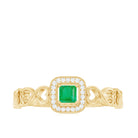 Rosec Jewels-Natural Princess Cut Emerald Diamond Promise Ring For Her