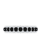 Natural Black Spinel Diamond Half Eternity Ring for Anniversary AAA - Rosec Jewels