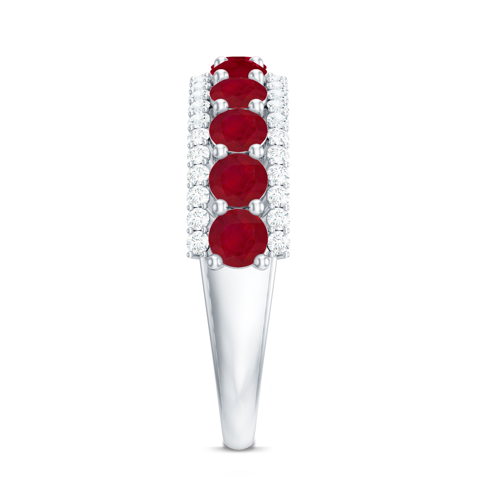 Natural Ruby Diamond Half Eternity Anniversary Band Ring for Women AAA - Rosec Jewels