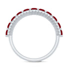 Natural Ruby Diamond Half Eternity Anniversary Band Ring for Women AAA - Rosec Jewels