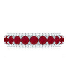 Natural Ruby Diamond Half Eternity Anniversary Band Ring for Women AAA - Rosec Jewels