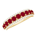 Natural Ruby Diamond Half Eternity Anniversary Band Ring for Women AAA - Rosec Jewels