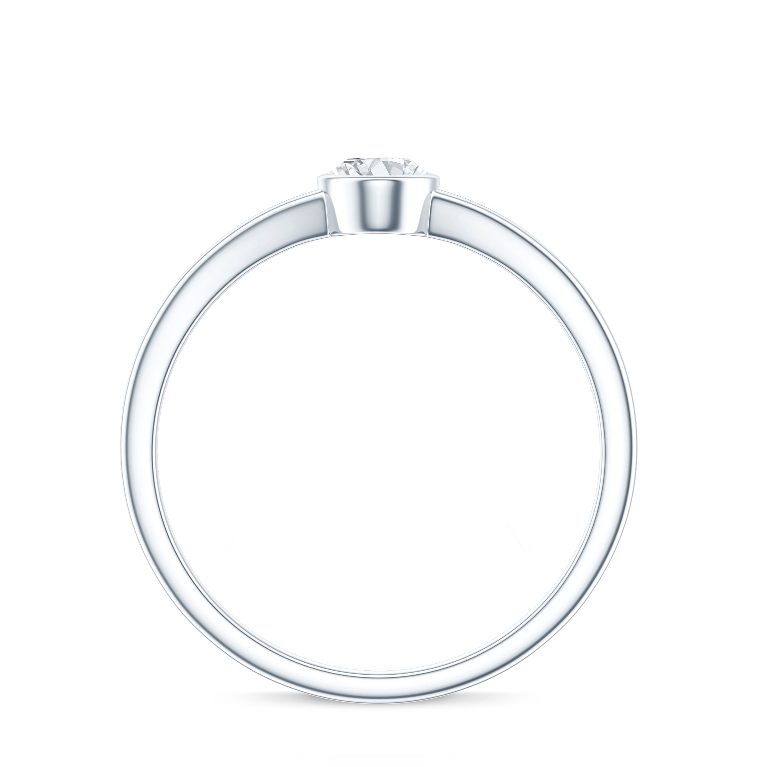 Bezel Set Oval Cut Moissanite Promise Ring in Split Shank D-VS1 - Rosec Jewels