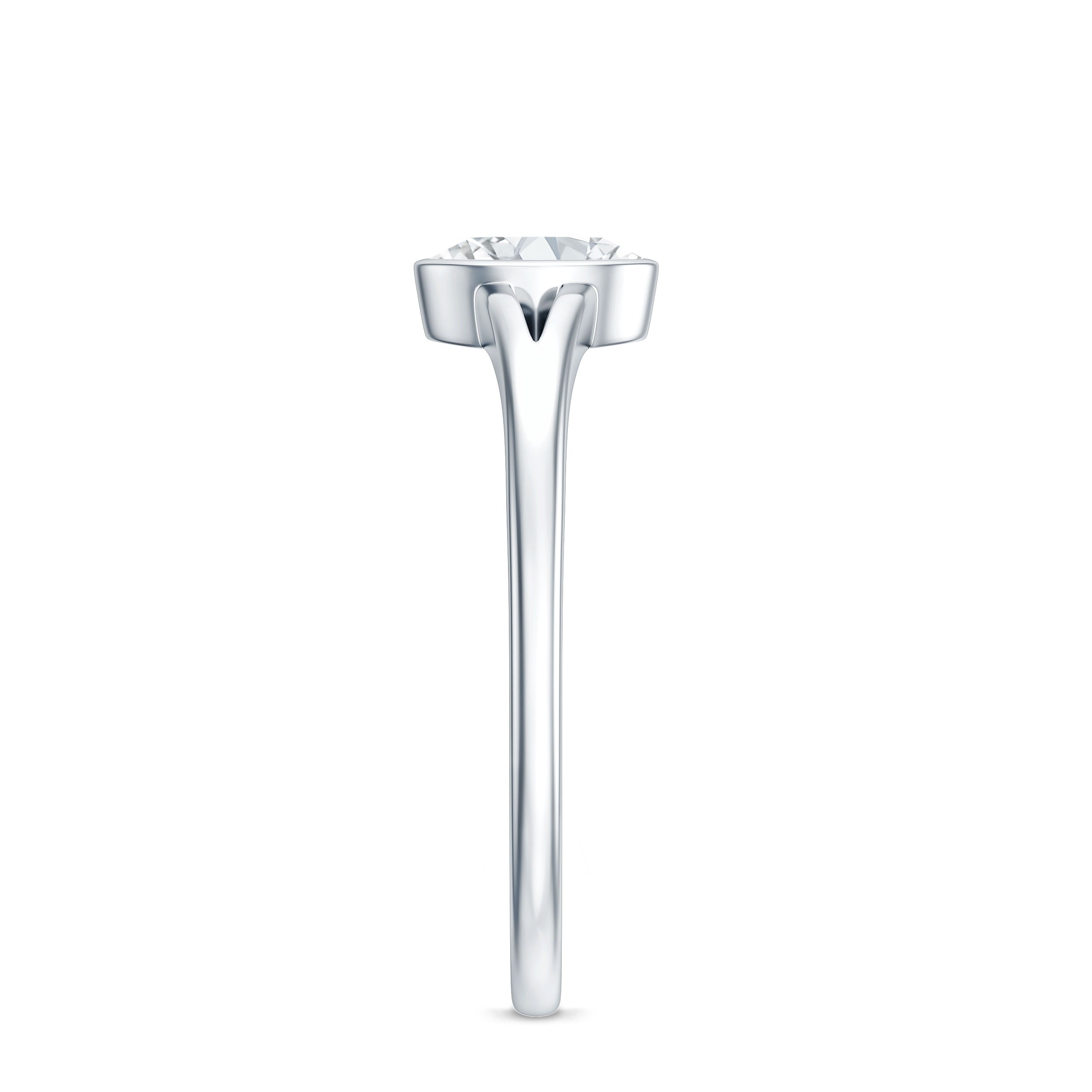 Bezel Set Oval Cut Moissanite Promise Ring in Split Shank D-VS1 - Rosec Jewels