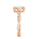 Real 8X10mm Ethiopian Rainbow Opal Engagement Ring with Diamond Braided Shank AAA - Rosec Jewels