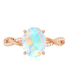 Real 8X10mm Ethiopian Rainbow Opal Engagement Ring with Diamond Braided Shank AAA - Rosec Jewels