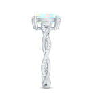 Real 8X10mm Ethiopian Rainbow Opal Engagement Ring with Diamond Braided Shank AAA - Rosec Jewels