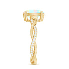 Real 8X10mm Ethiopian Rainbow Opal Engagement Ring with Diamond Braided Shank AAA - Rosec Jewels