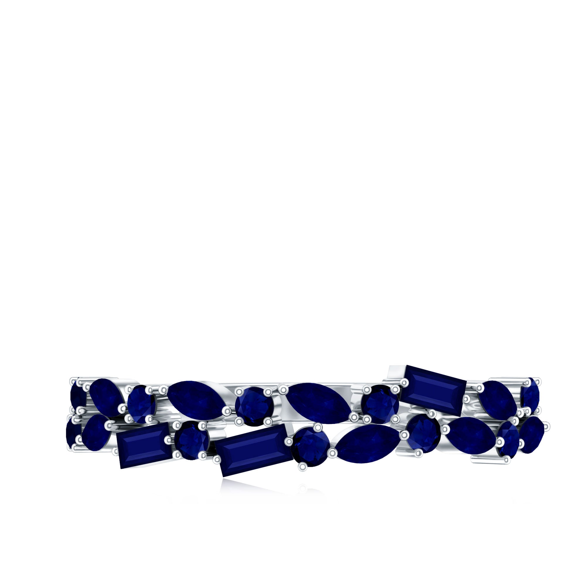 Natural Blue Sapphire Half Eternity Anniversary Ring for Women AAA - Rosec Jewels