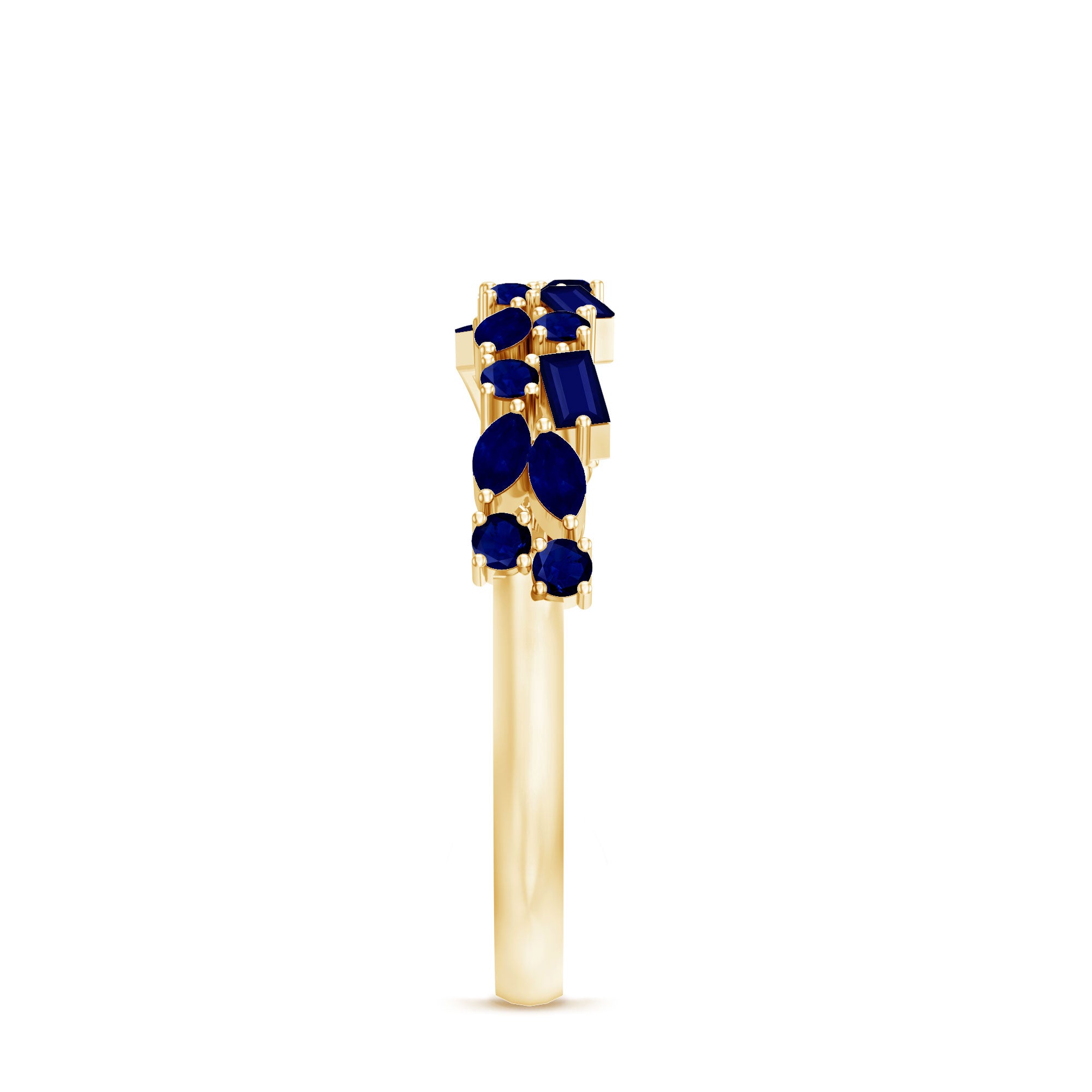 Rosec Jewels-Natural Blue Sapphire Half Eternity Anniversary Ring for Women