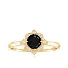 Vintage Style Black Spinel Engagement Ring with Diamond AAA - Rosec Jewels