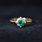 Rosec Jewels-Lab Grown Emerald and Diamond Art Deco Engagement Ring