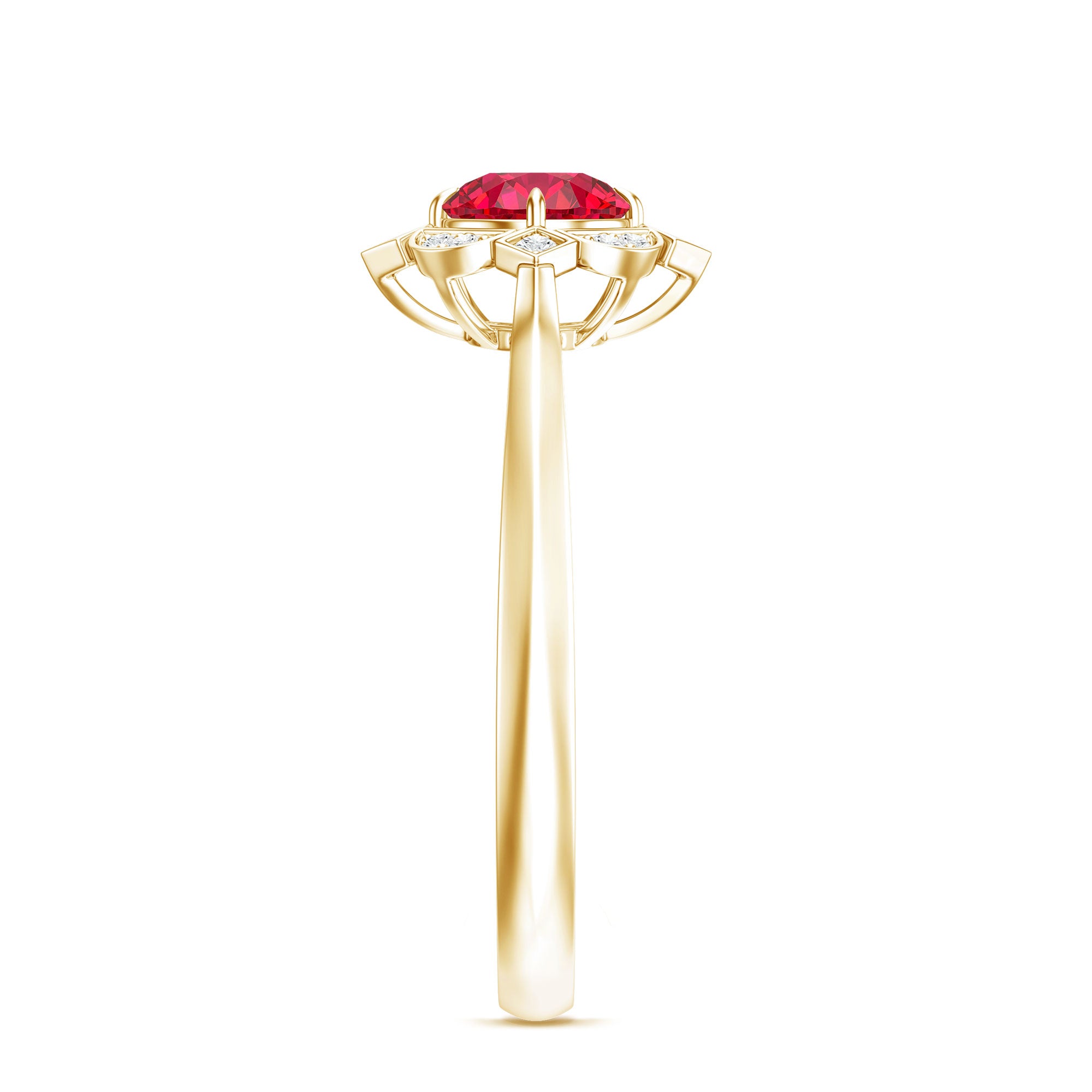 Rosec Jewels-Vintage Style Lab Grown Ruby and Diamond Engagement Ring