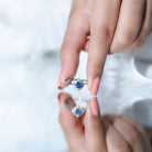 Vintage Style 0.9 Carat Blue Sapphire Engagement Ring with Diamond Halo AAA - Rosec Jewels