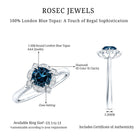 Rosec Jewels-Round Cut London Blue Topaz and Diamond Flower Engagement Ring
