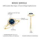 Rosec Jewels-Round Cut London Blue Topaz and Diamond Flower Engagement Ring