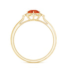 1/2 CT Vintage Fire Opal and Diamond Engagement Ring AAA - Rosec Jewels