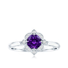 Vintage looking Amethyst Engagement Ring with Diamond for Women AAA - Rosec Jewels