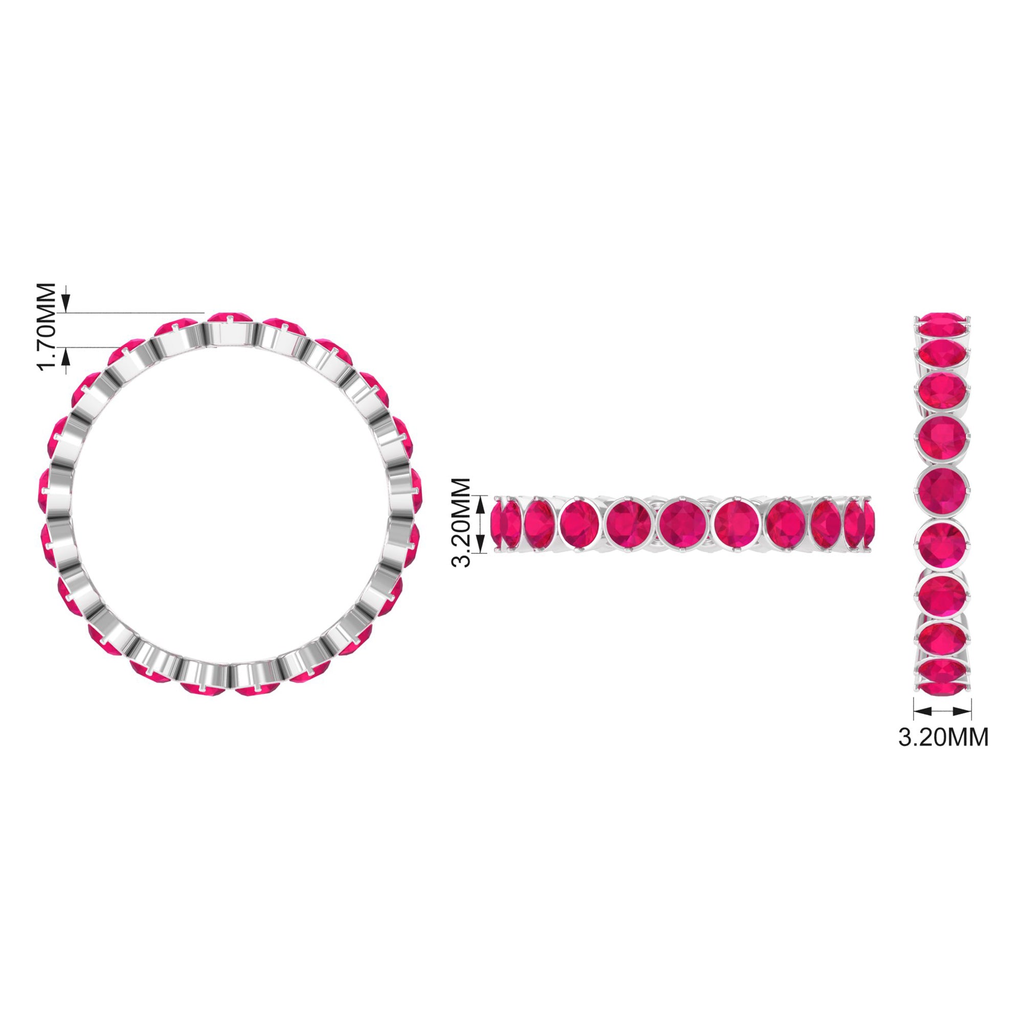 Rosec Jewels-2 CT Bezel Set Ruby Full Eternity Stackable Ring