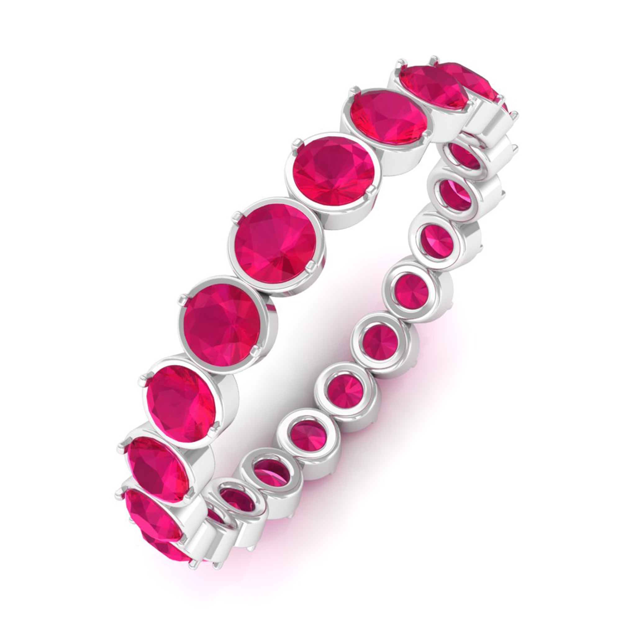 Rosec Jewels-2 CT Bezel Set Ruby Full Eternity Stackable Ring
