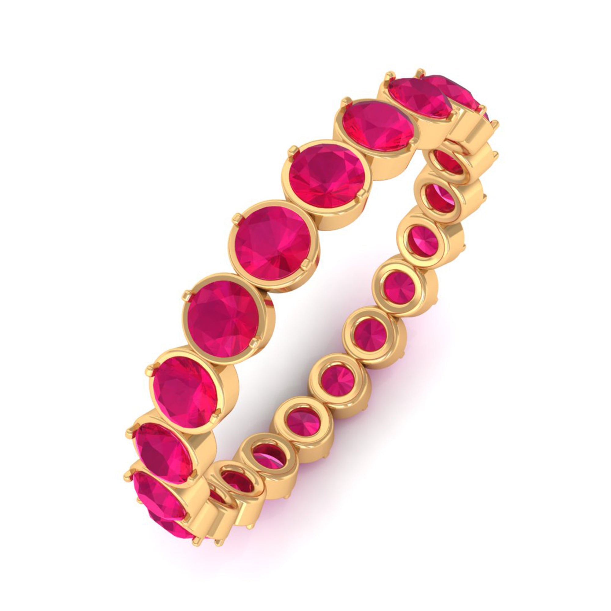 Rosec Jewels-2 CT Bezel Set Ruby Full Eternity Stackable Ring