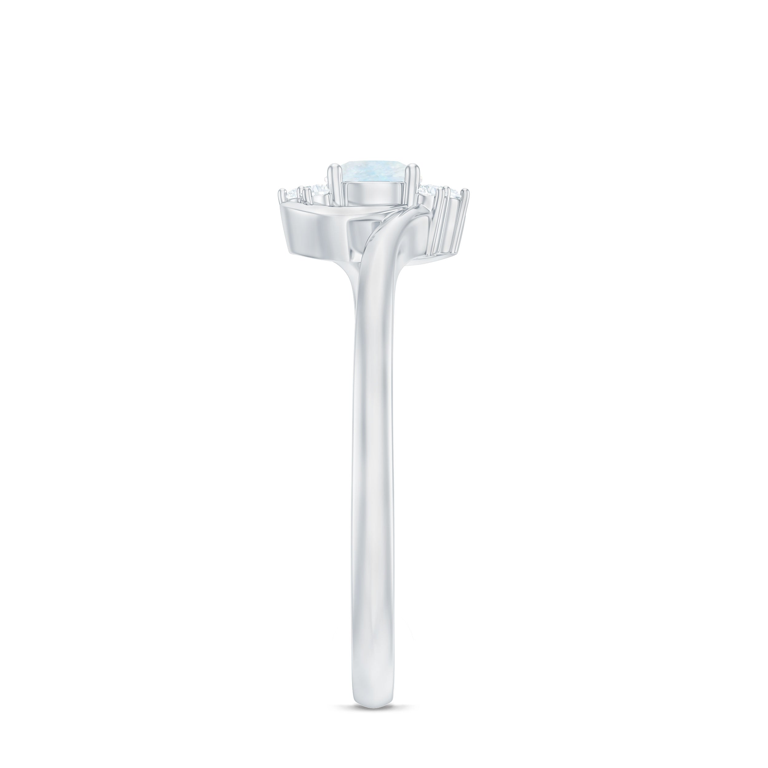 1/2 CT Moonstone and Diamond Bypass Promise Ring AAA - Rosec Jewels