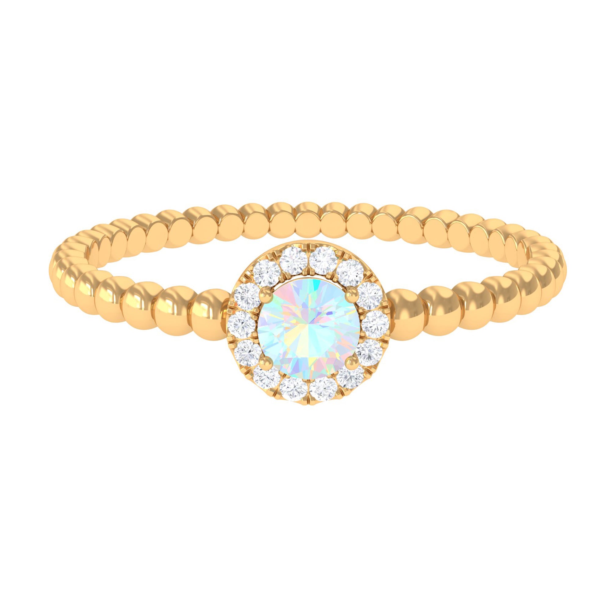 1/4 CT Ethiopian Opal and Diamond Bubble Engagement Ring Ethiopian Opal - ( AAA ) - Quality - Rosec Jewels