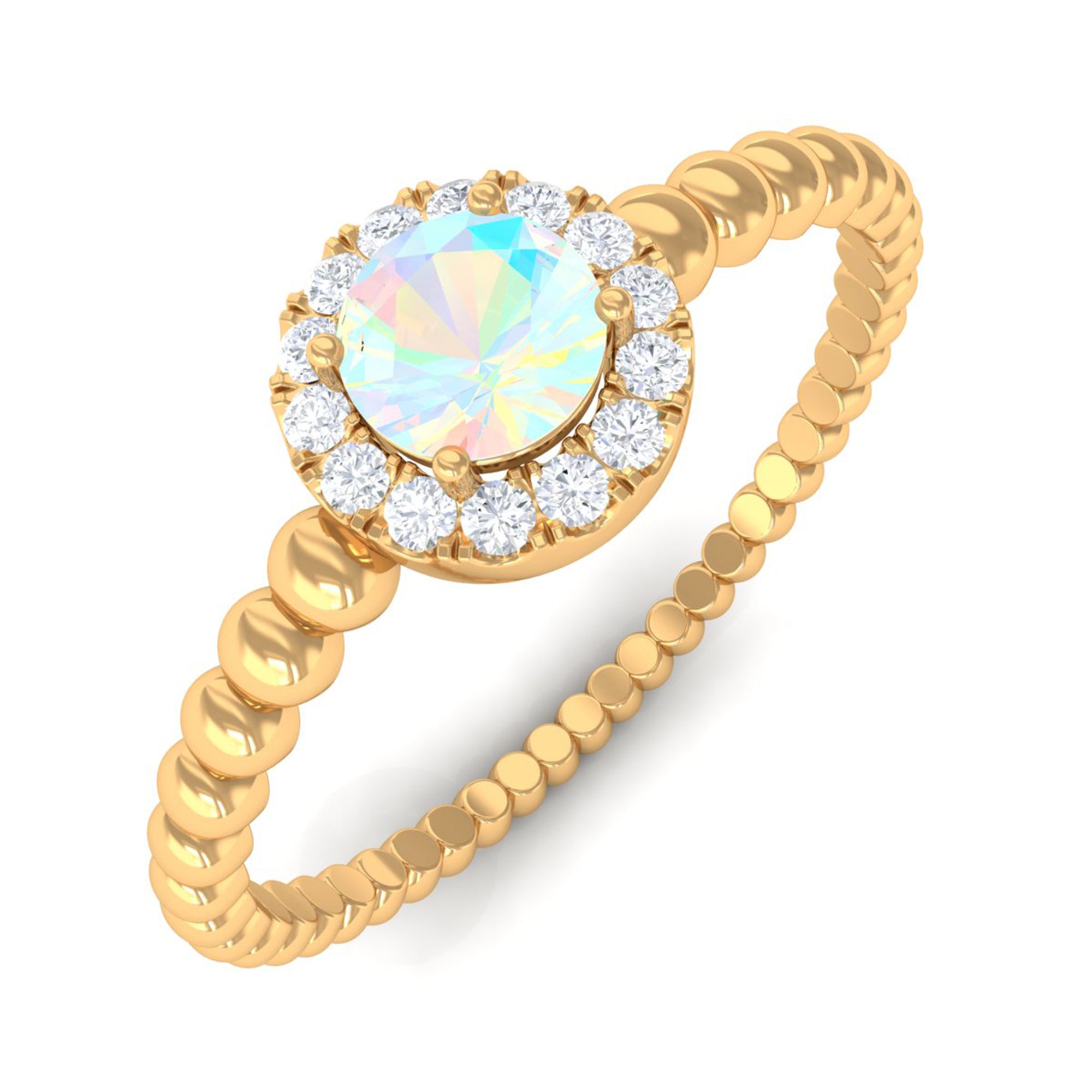 1/4 CT Ethiopian Opal and Diamond Bubble Engagement Ring Ethiopian Opal - ( AAA ) - Quality - Rosec Jewels