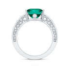 Certified 8 mm Princess Cut Lab Grown Emerald Filigree Engagement Ring AAAA - Rosec Jewels