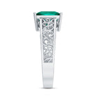 Certified 8 mm Princess Cut Lab Grown Emerald Filigree Engagement Ring AAAA - Rosec Jewels