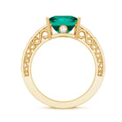 Certified 8 mm Princess Cut Lab Grown Emerald Filigree Engagement Ring AAAA - Rosec Jewels
