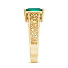 Certified 8 mm Princess Cut Lab Grown Emerald Filigree Engagement Ring AAAA - Rosec Jewels