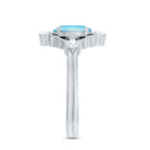 Art Deco Style 1 Carat Oval Shape Aquamarine and Diamond Cocktail Ring AAA - Rosec Jewels