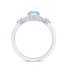 Art Deco Style 1 Carat Oval Shape Aquamarine and Diamond Cocktail Ring AAA - Rosec Jewels
