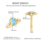 Art Deco Style 1 Carat Oval Shape Aquamarine and Diamond Cocktail Ring AAA - Rosec Jewels