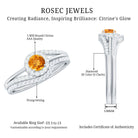 Genuine Citrine Engagement Ring with Diamond Wedding Band AAA - Rosec Jewels