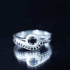 Certified Lab Grown Black and White Diamond Engagement Ring Set for Women AAAA ( Synthetic ) - Rosec Jewels