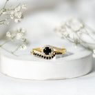 Certified Lab Grown Black and White Diamond Engagement Ring Set for Women AAAA ( Synthetic ) - Rosec Jewels