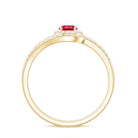 Certified Lab Ruby and Diamond Halo Wedding Ring Set AAAA - Rosec Jewels