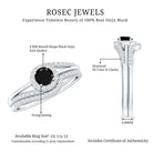 Black Onyx Minimal Wedding Rings Set with Diamond Curved Band AAA - Rosec Jewels
