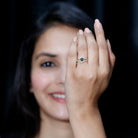 Black Onyx Minimal Wedding Rings Set with Diamond Curved Band AAA - Rosec Jewels