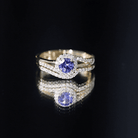 Genuine Tanzanite Engagement Ring with Diamond Enhancer AAA - Rosec Jewels