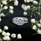 Genuine Tanzanite Engagement Ring with Diamond Enhancer AAA - Rosec Jewels