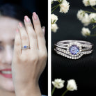 Genuine Tanzanite Engagement Ring with Diamond Enhancer AAA - Rosec Jewels