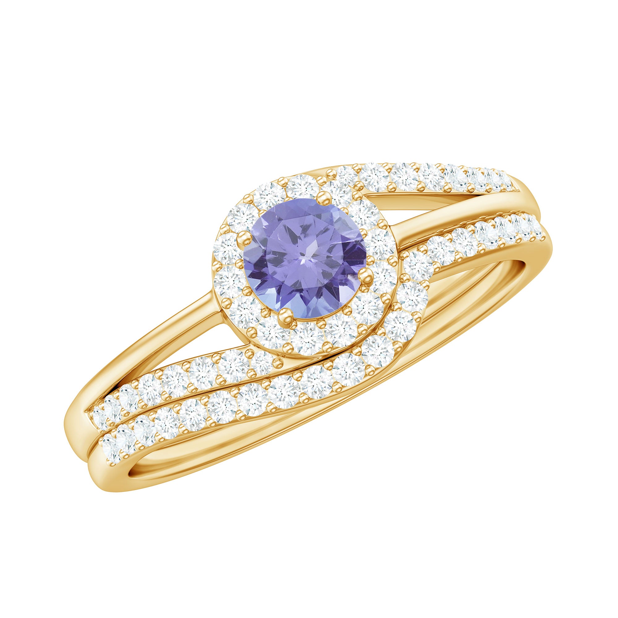 Genuine Tanzanite Engagement Ring with Diamond Enhancer AAA - Rosec Jewels